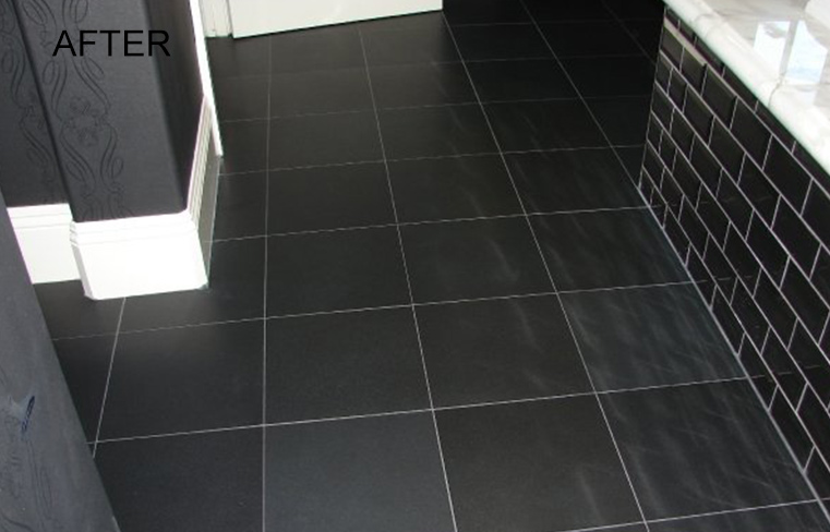 black granite flooring